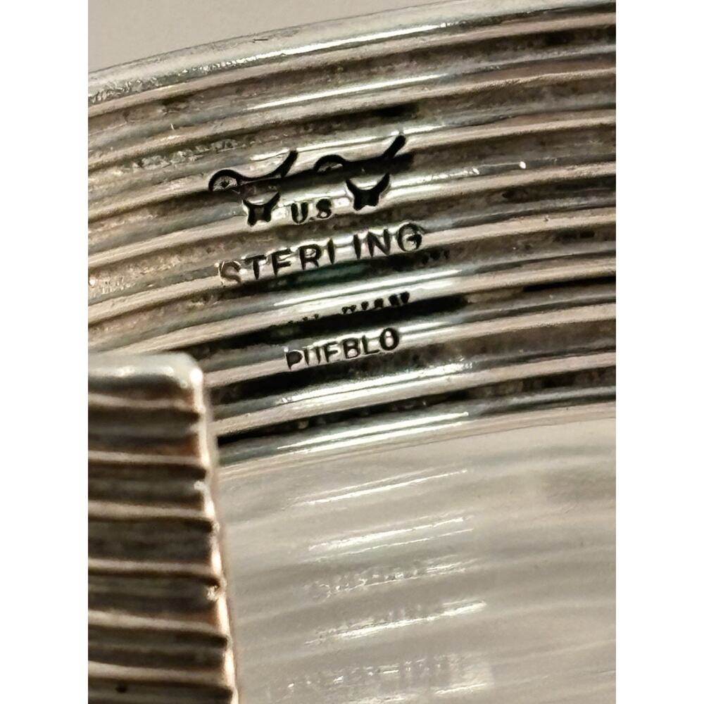 Vintage Mike Bird Romero Sterling 9 Row CUFF BRACELET Ohkay Owingeh Pueblo/Tewa - Picture 2 of 10